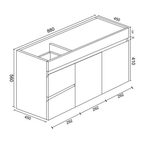 Bianca 900mm Gloss White Wall Hung Vanity with Ceramic Countertop