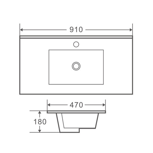 Bianca 900mm Gloss White Wall Hung Vanity with Ceramic Countertop