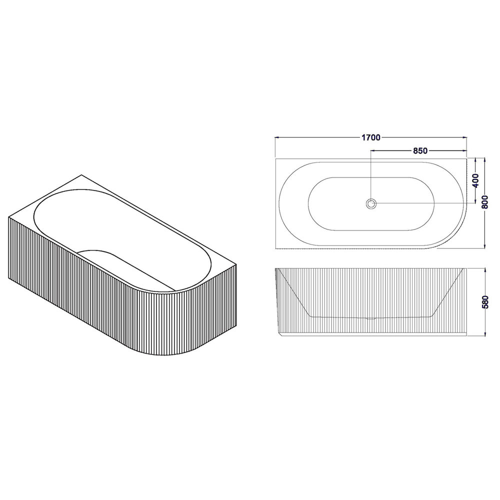 Salem Matte White Oval Acrylic Corner Bath with Overflow
