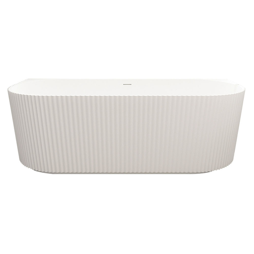 Salem Matte White Oval Acrylic Back to Wall Bath with Overflow