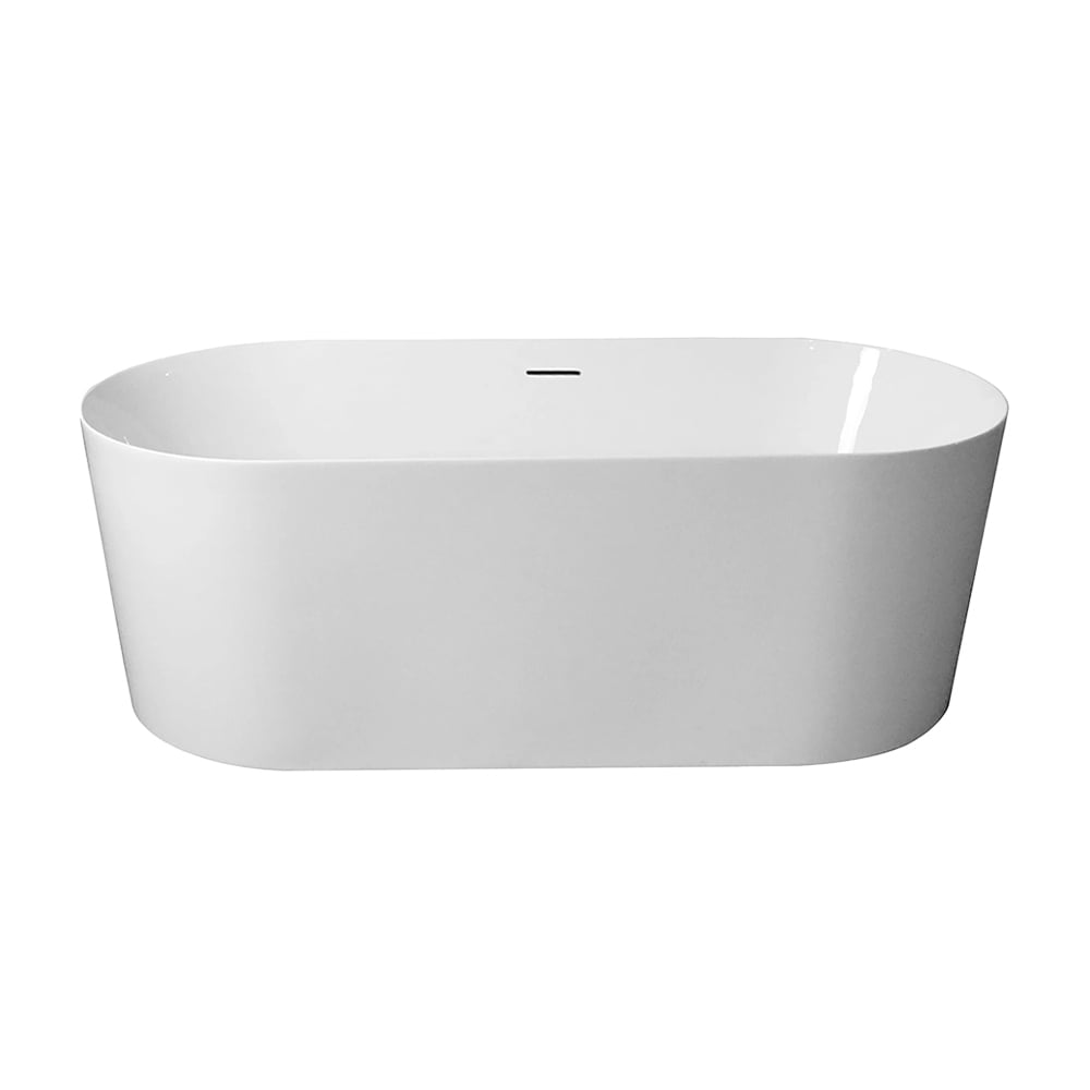 Vermont Gloss White Oval Acrylic Freestanding Bath with Overflow