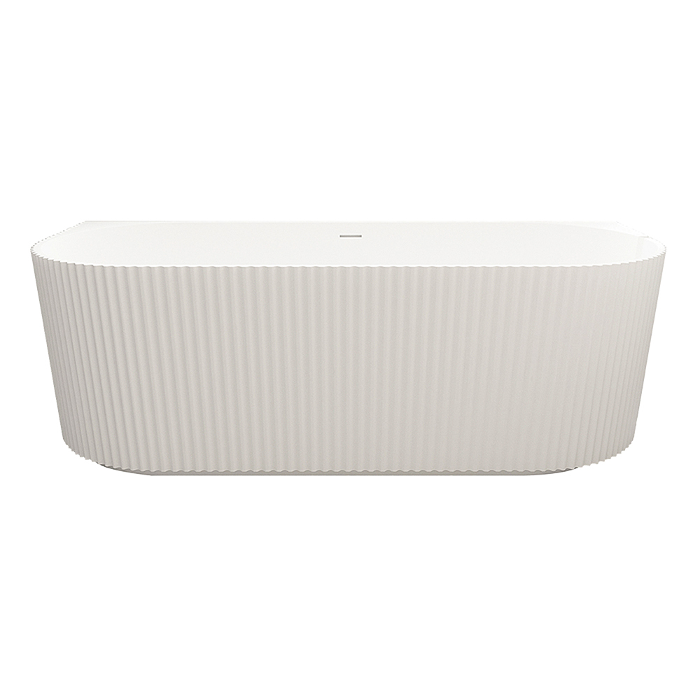 Salem Matte White Oval Acrylic Back to Wall Bath with Overflow