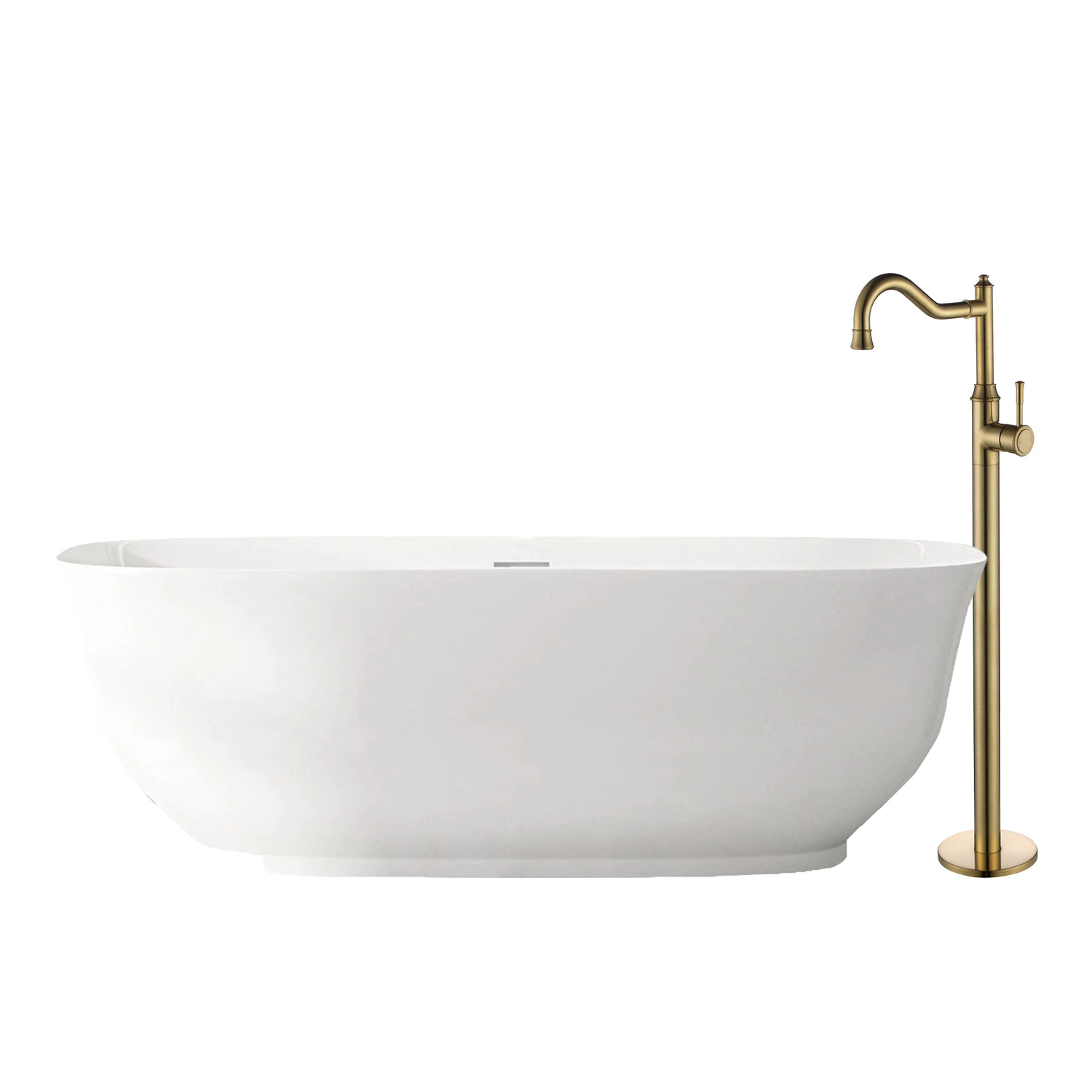 Lisbon Oval Acrylic Freestanding Bath with  Floor Mounted Mixer Package