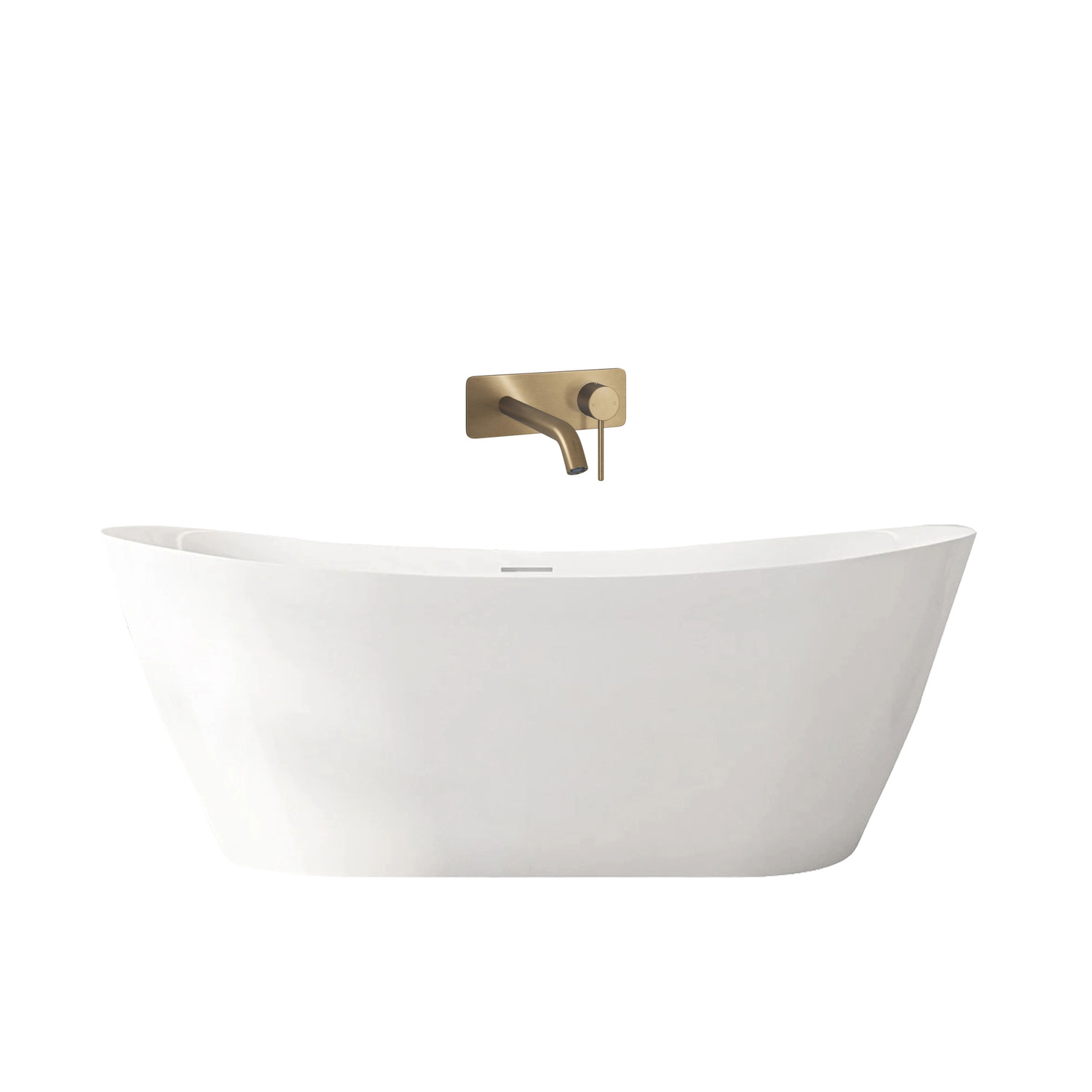 Nevada Acrylic Freestanding Bath with Antique Brass Wall Mixer set