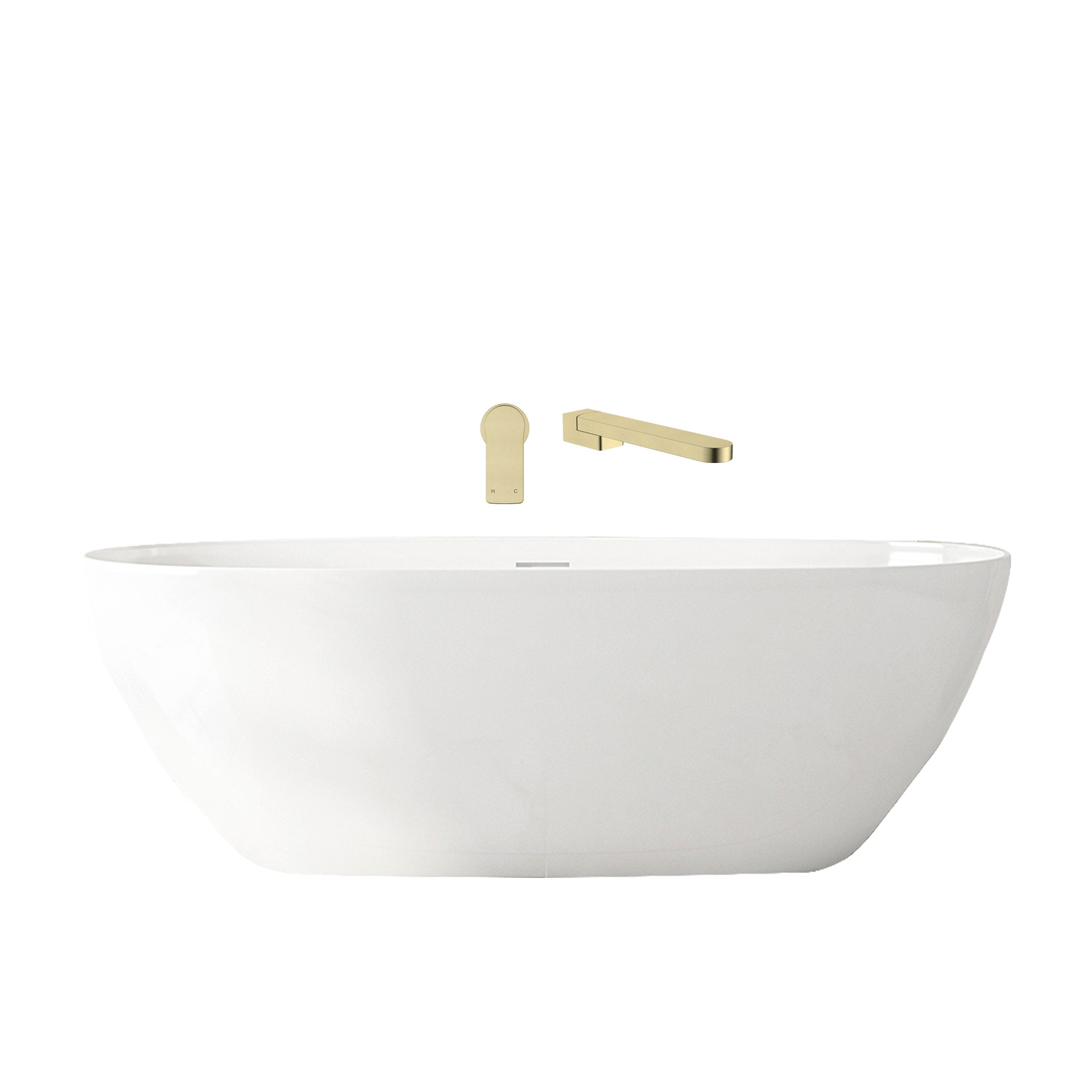 Bellevue Oval Acrylic Freestanding Bath with Spout & Wall Mixer Package