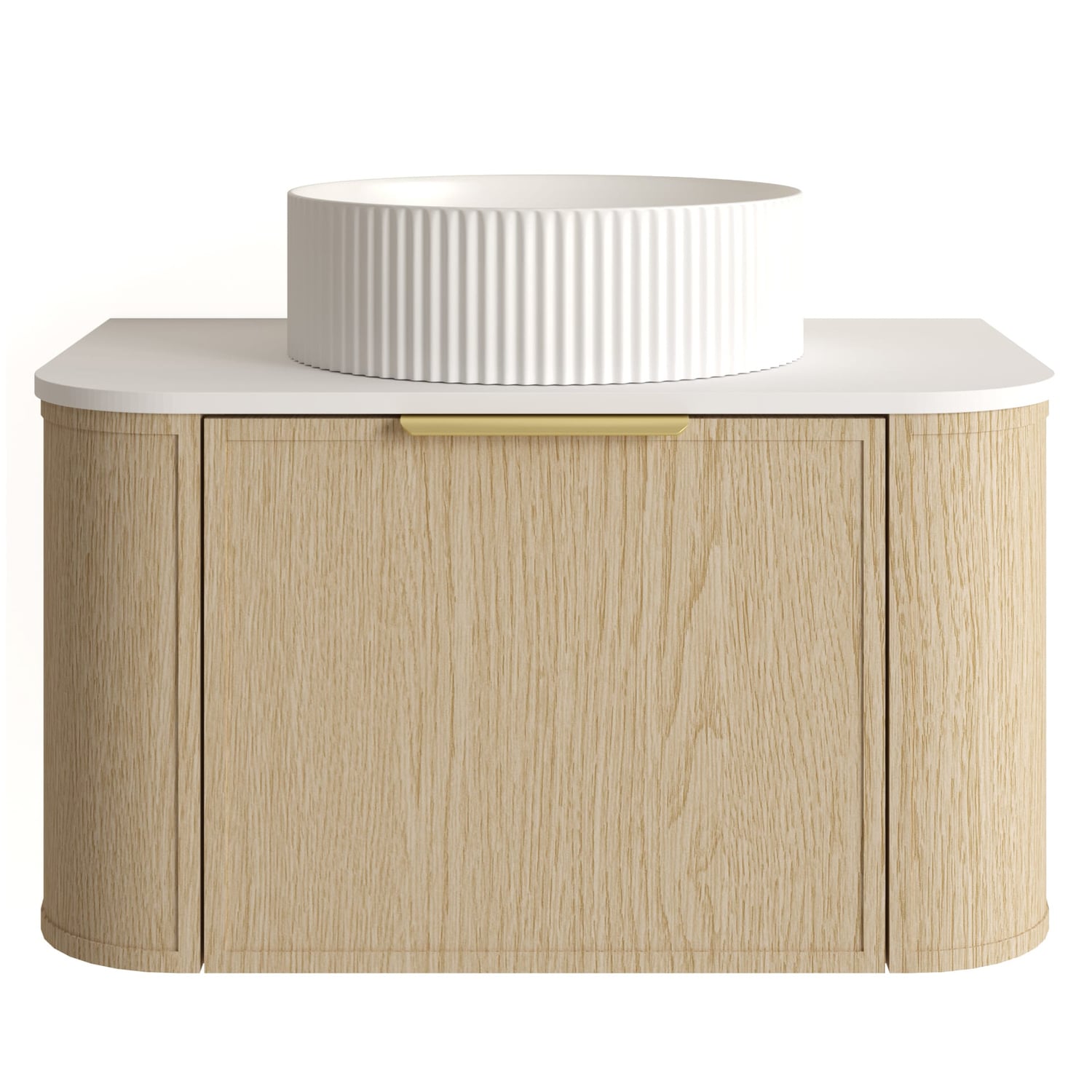 Ulualoha 750mm Natural Oak Wall Hung Single Vanity with Stone Countertop