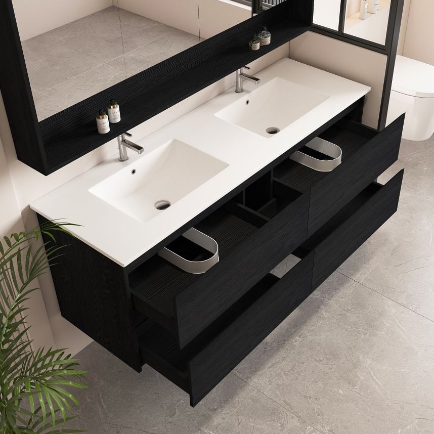 Laulea 1500mm Wall Hung Double Vanity with Ceramic Countertop