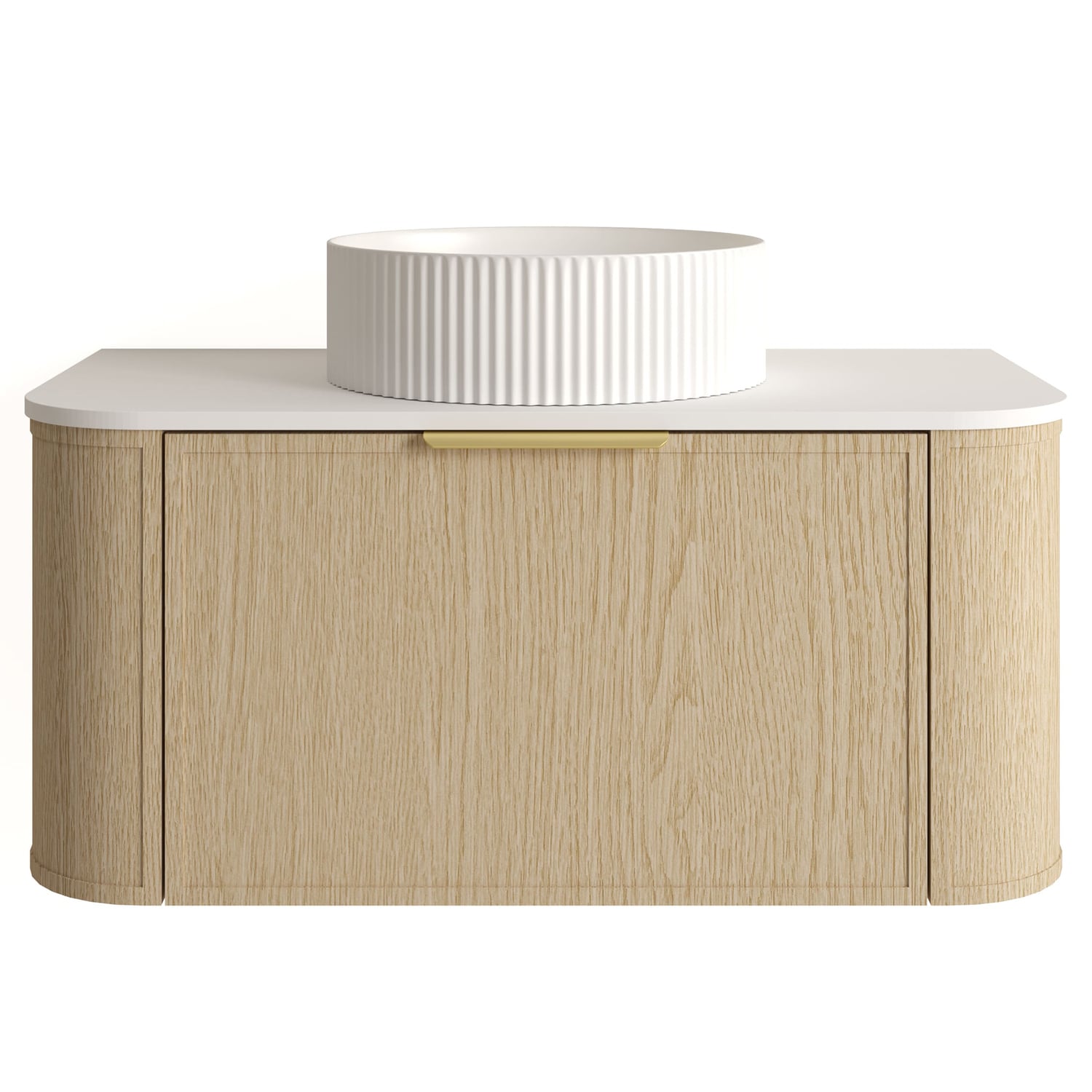Ulualoha 900mm Natural Oak Wall Hung Single Vanity with Stone Countertop