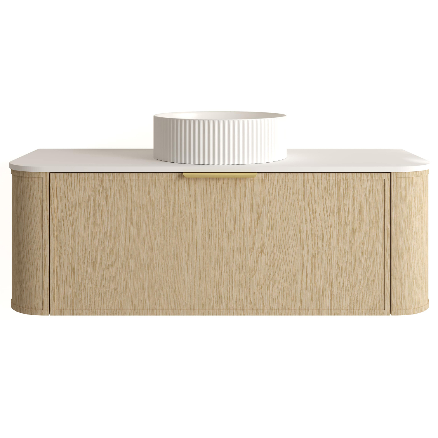 Ulualoha 1200mm Natural Oak Wall Hung Single Vanity with Stone Countertop