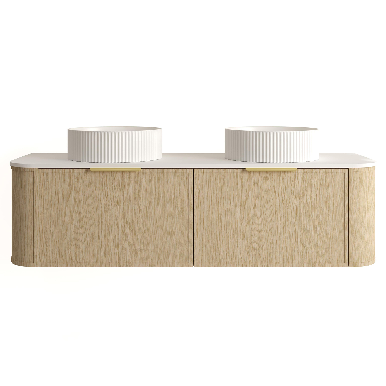 Ulualoha 1500mm Natural Oak Wall Hung Double Vanity with Stone Countertop