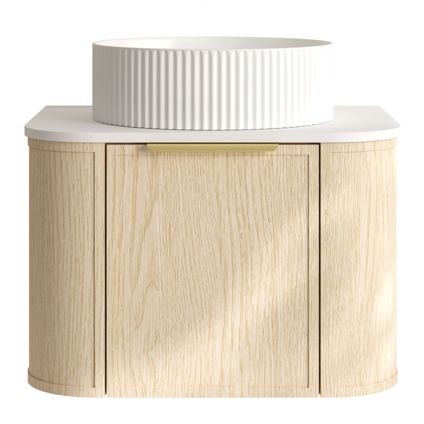 Ulualoha 600mm Natural Oak Wall Hung Single Vanity with Stone Countertop