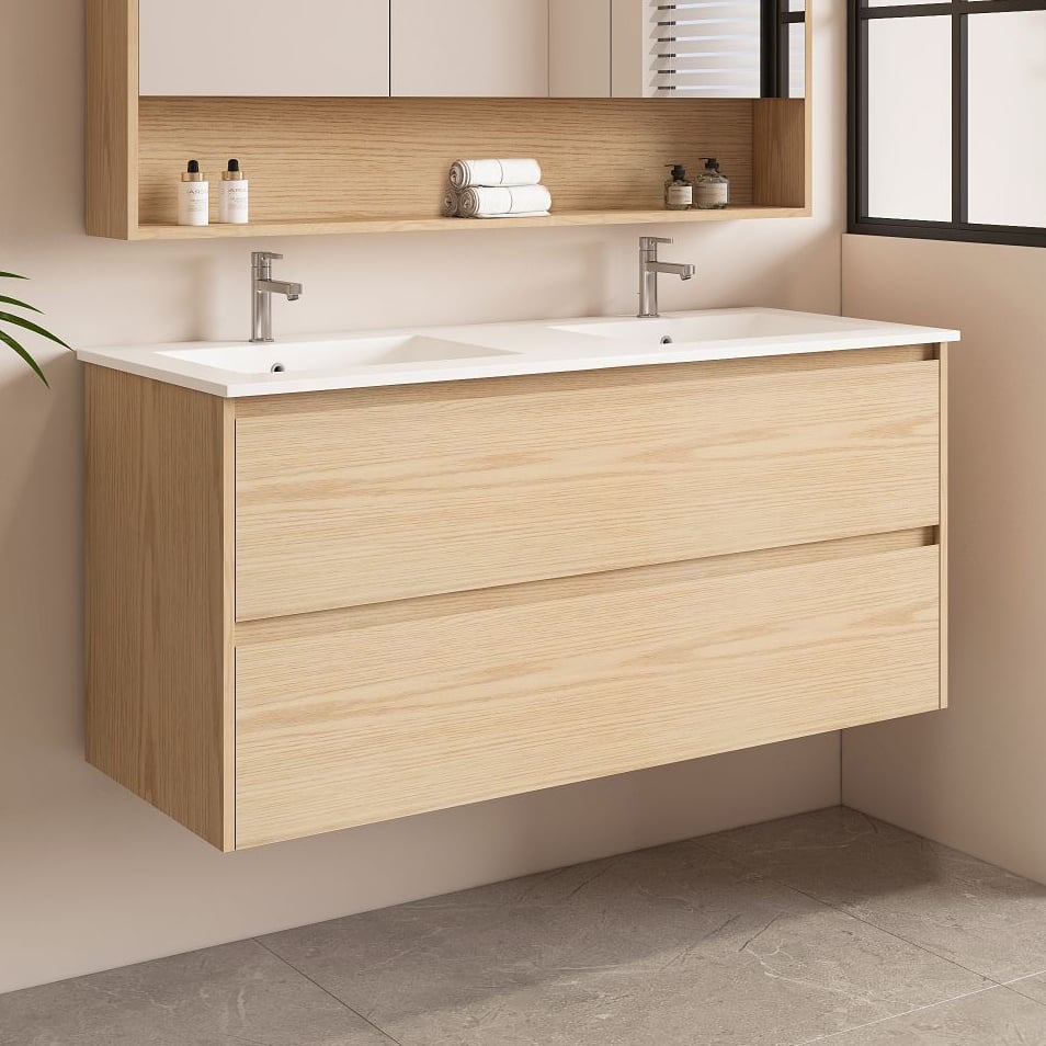 Laulea 1200mm Wall Hung Double Vanity with Ceramic Countertop