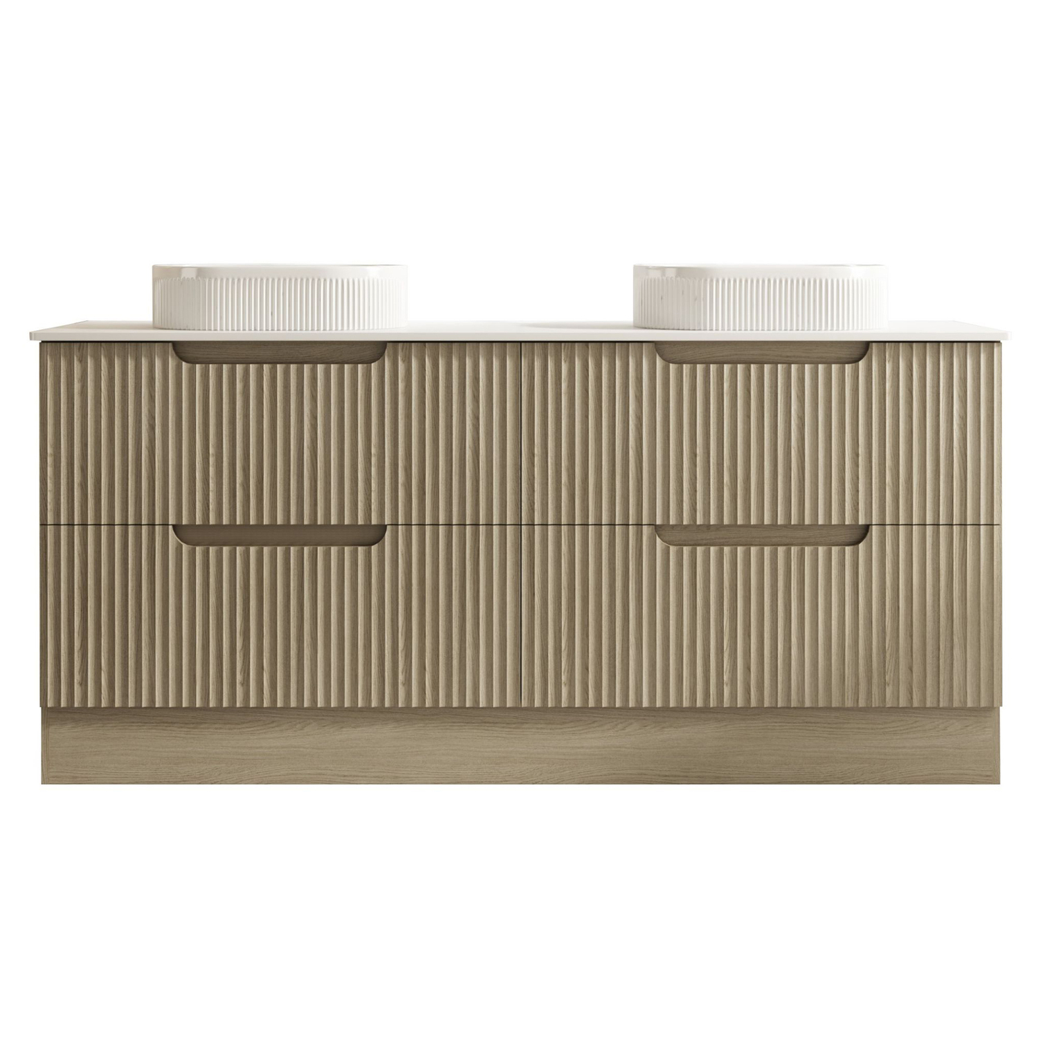 Lilinoe 1800mm Natural Oak Freestanding Double Vanity with Stone Countertop