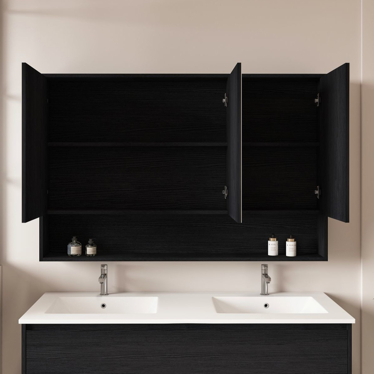 Laulea 1200mm Mirrored Shaving Cabinet with Open Shelf
