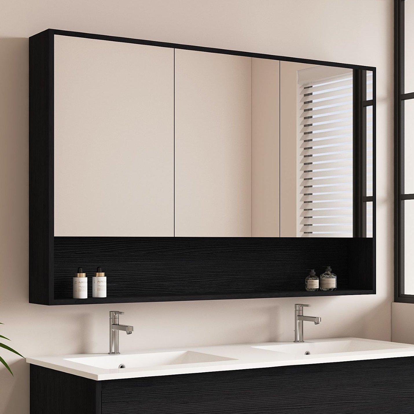 Laulea 1200mm Mirrored Shaving Cabinet with Open Shelf