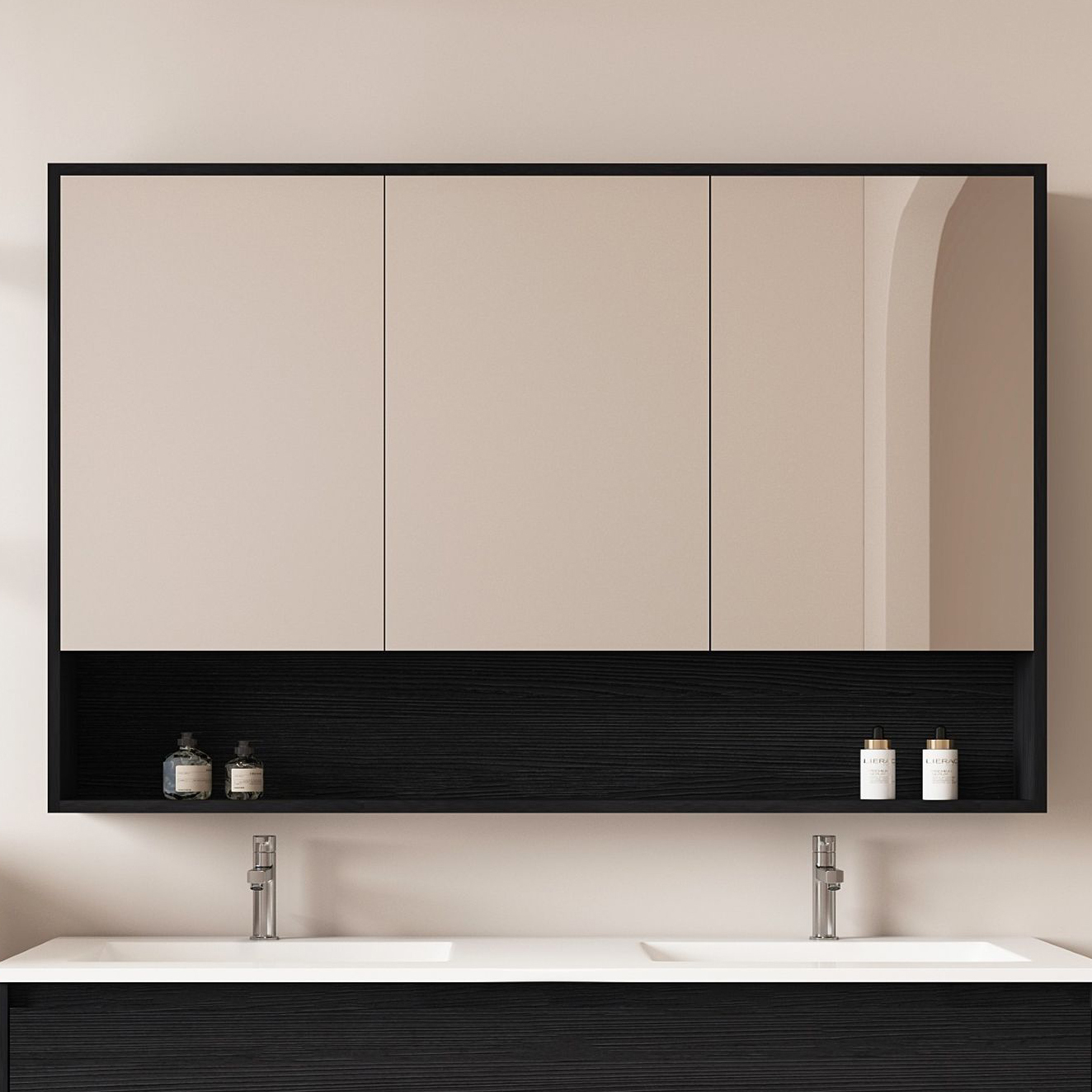 Laulea 1200mm Mirrored Shaving Cabinet with Open Shelf