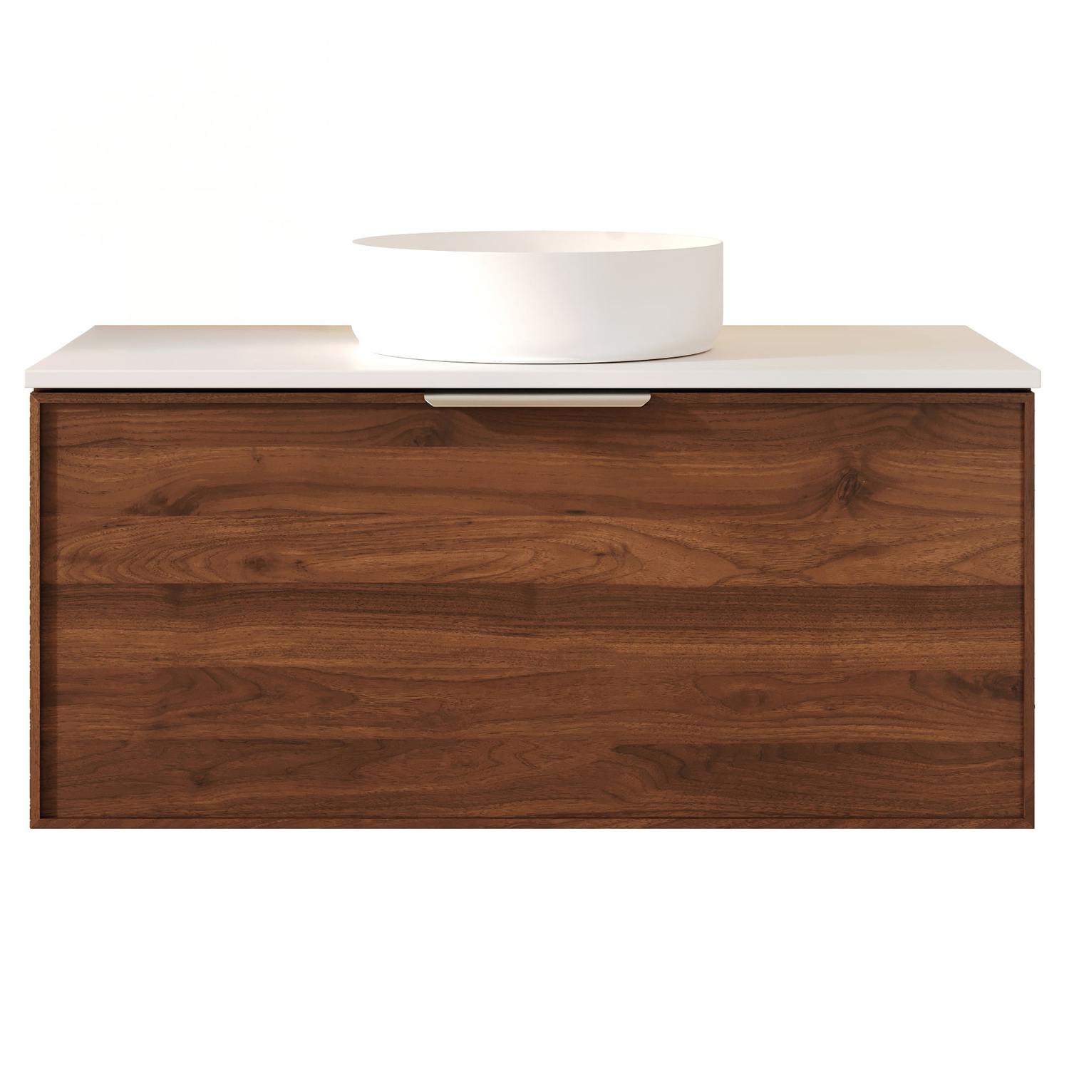 Ulualoha 900mm Walnut Woodmatt Wall Hung Single Vanity with Stone Countertop