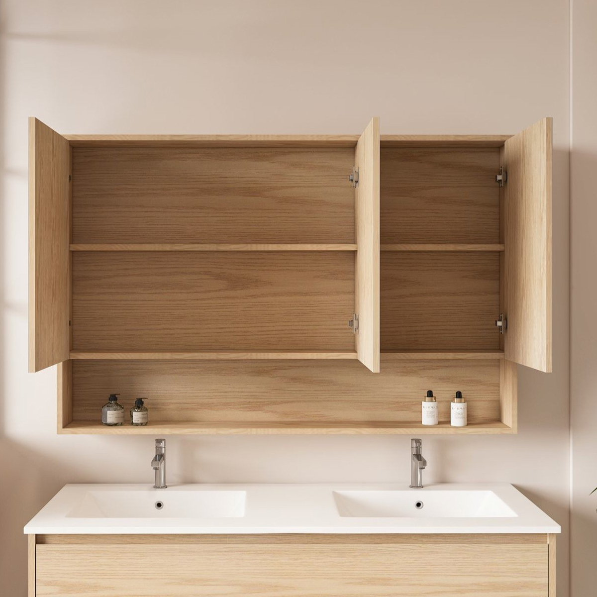 Laulea 1200mm Mirrored Shaving Cabinet with Open Shelf