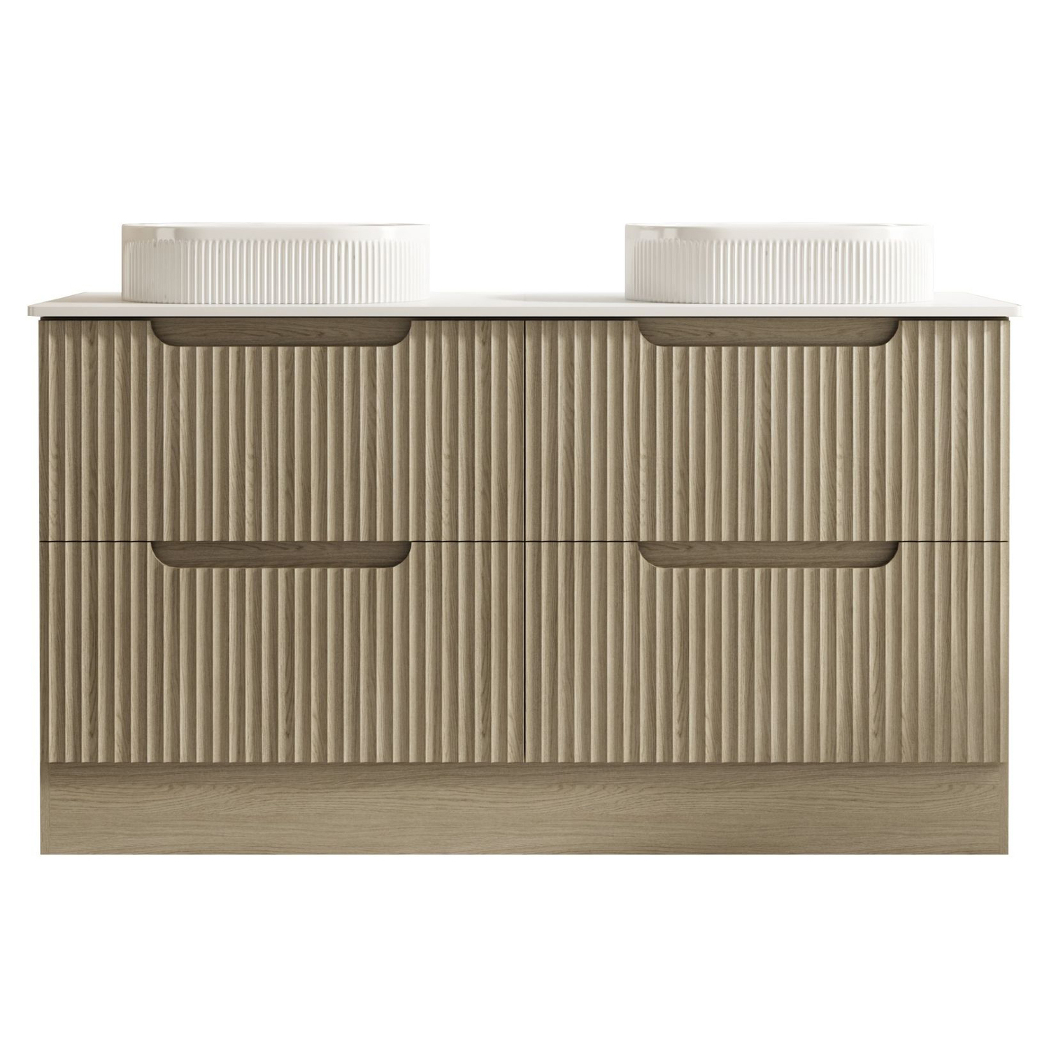 Lilinoe 1500mm Natural Oak Freestanding Double Vanity with Stone Countertop