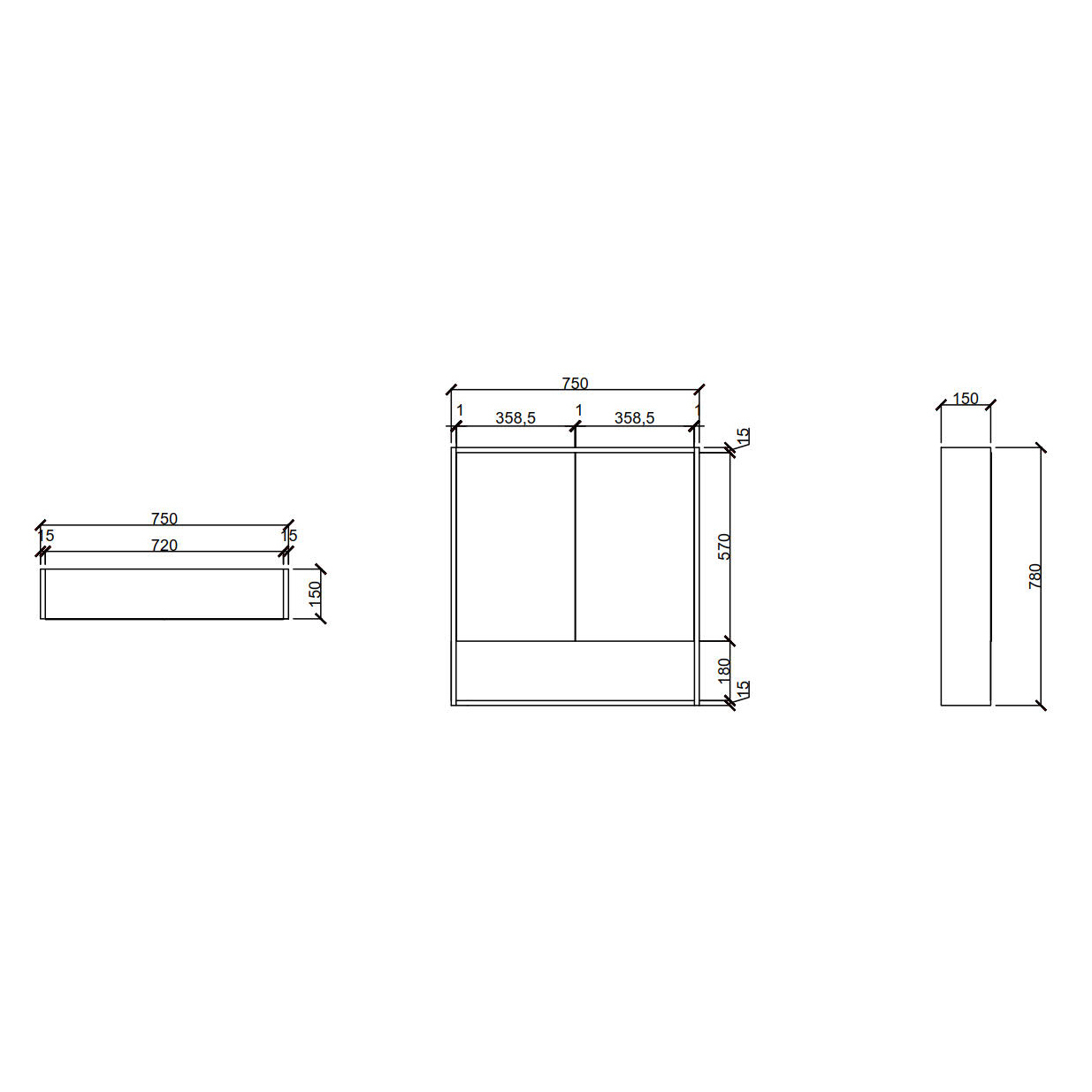 Laulea 750mm Mirrored Shaving Cabinet with Open Shelf