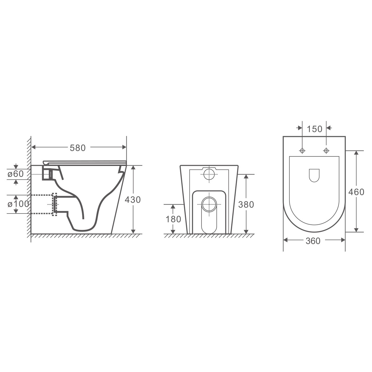 Kahikina Slim Seat Wall Faced Toilet Pan
