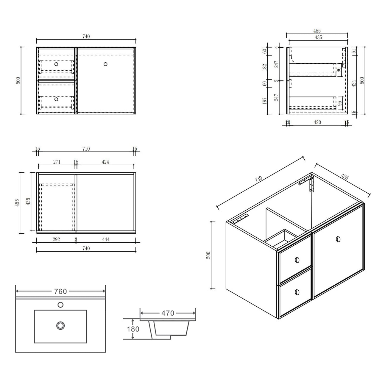 Nohoana 750mm Matte White Wall Hung Single Vanity with Ceramic Countertop