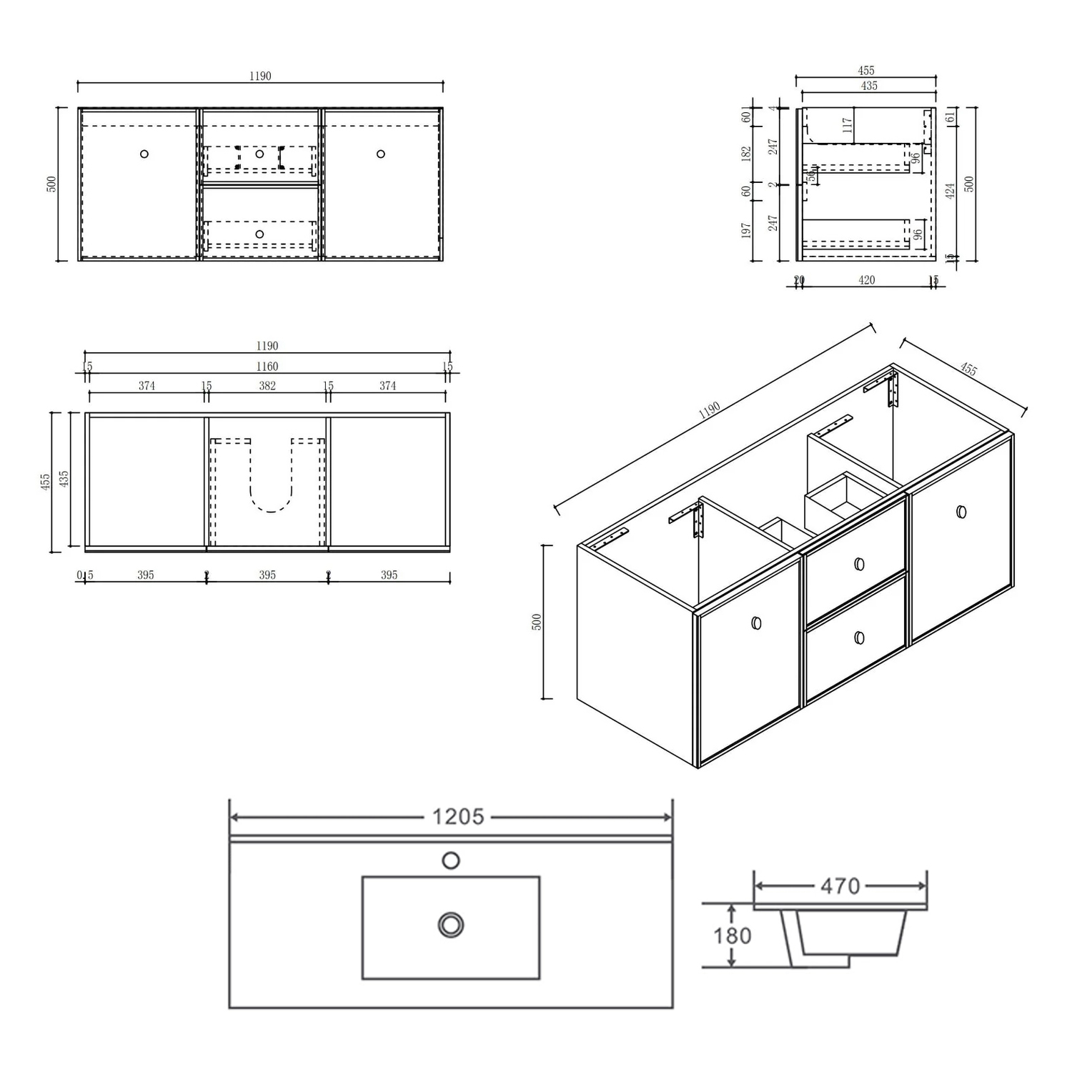 Nohoana 1200mm Matte White Wall Hung Single Vanity with Ceramic Countertop