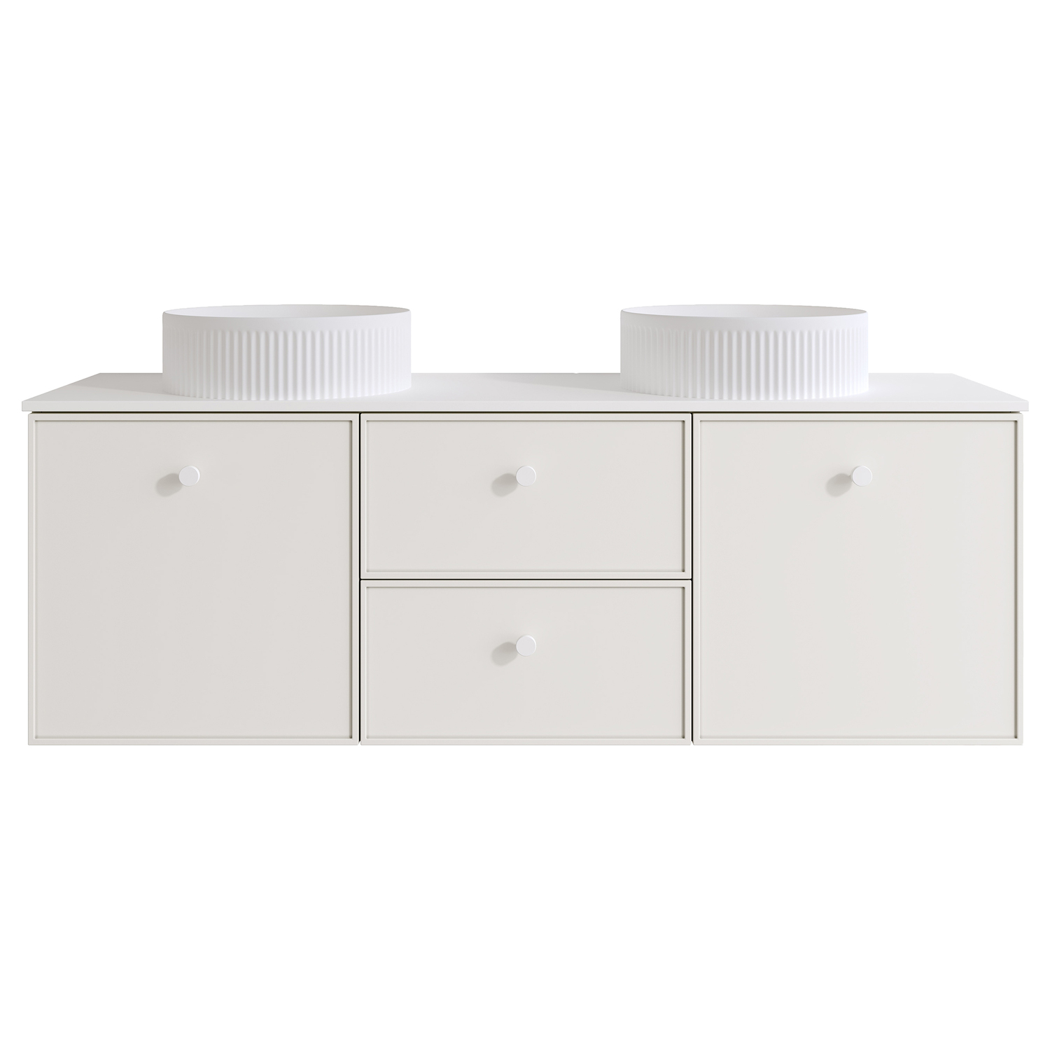 Palila 1500mm Matte White Wall Hung Single Vanity with Stone Countertop