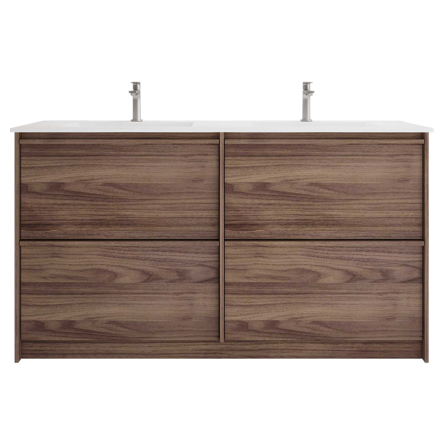 Malie 1500mm Notaio Walnut Freestanding Double Vanity with Ceramic Countertop