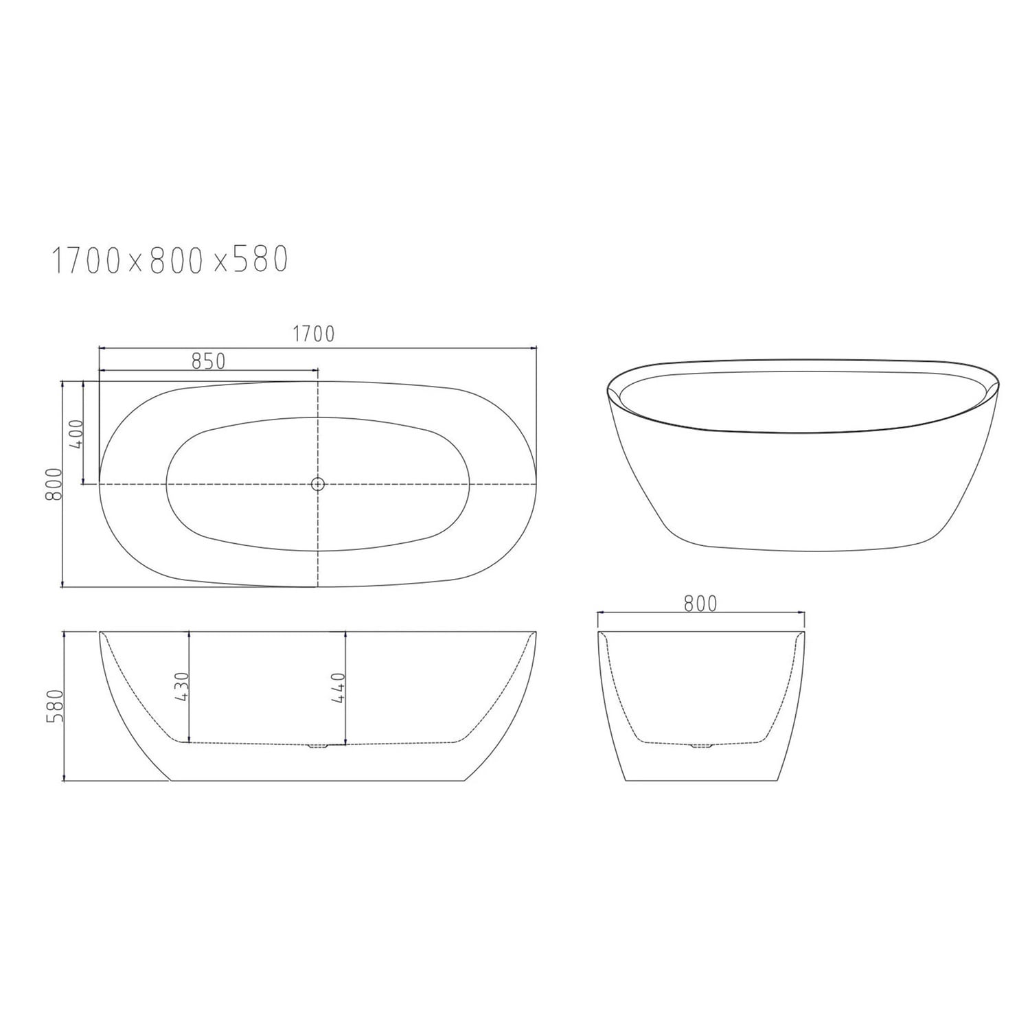 Pilato Acrylic Free-Standing Bath With Brushed Gold Wall Mixer Set