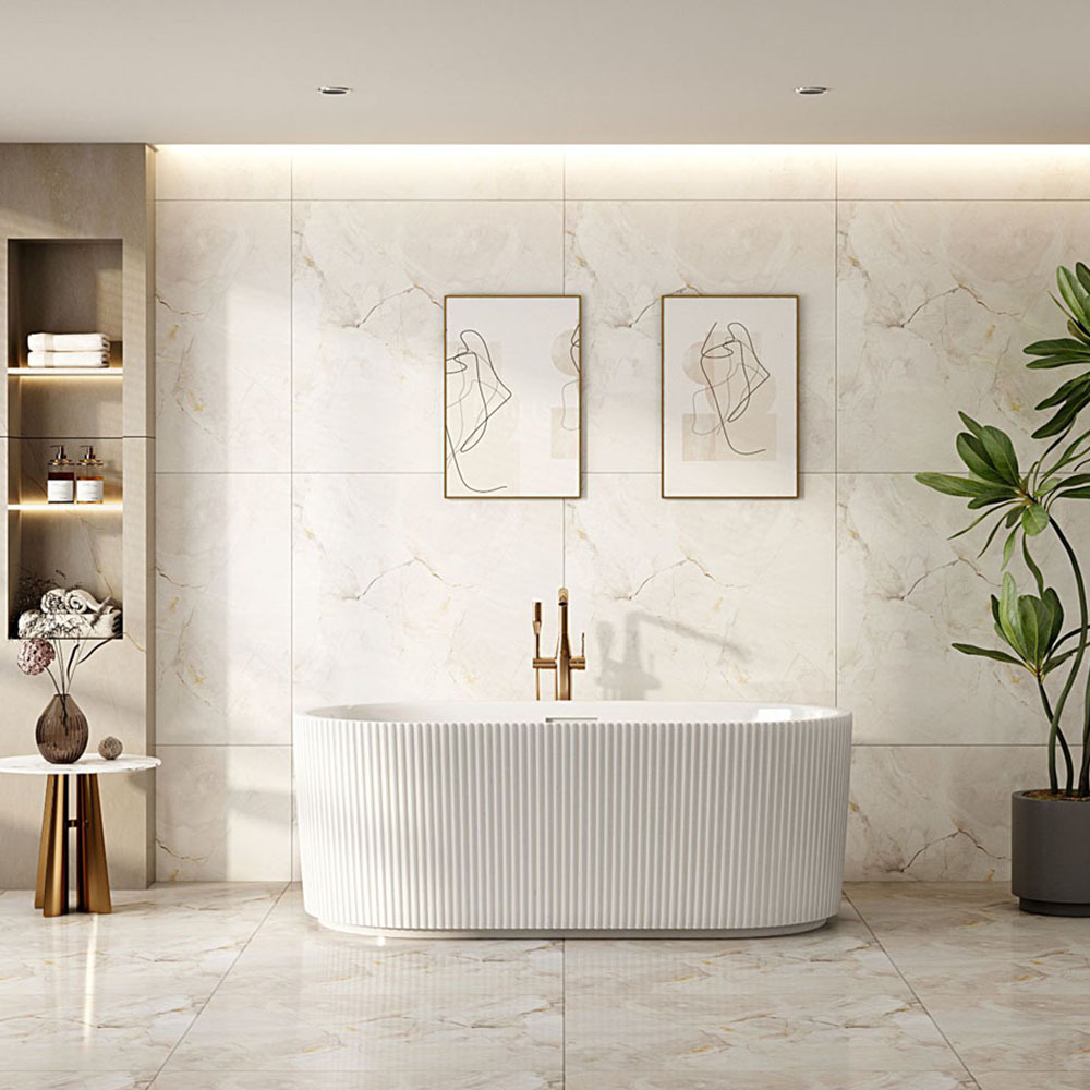 Salem Oval Acrylic Freestanding Bath with Floor Mounted Mixer Package