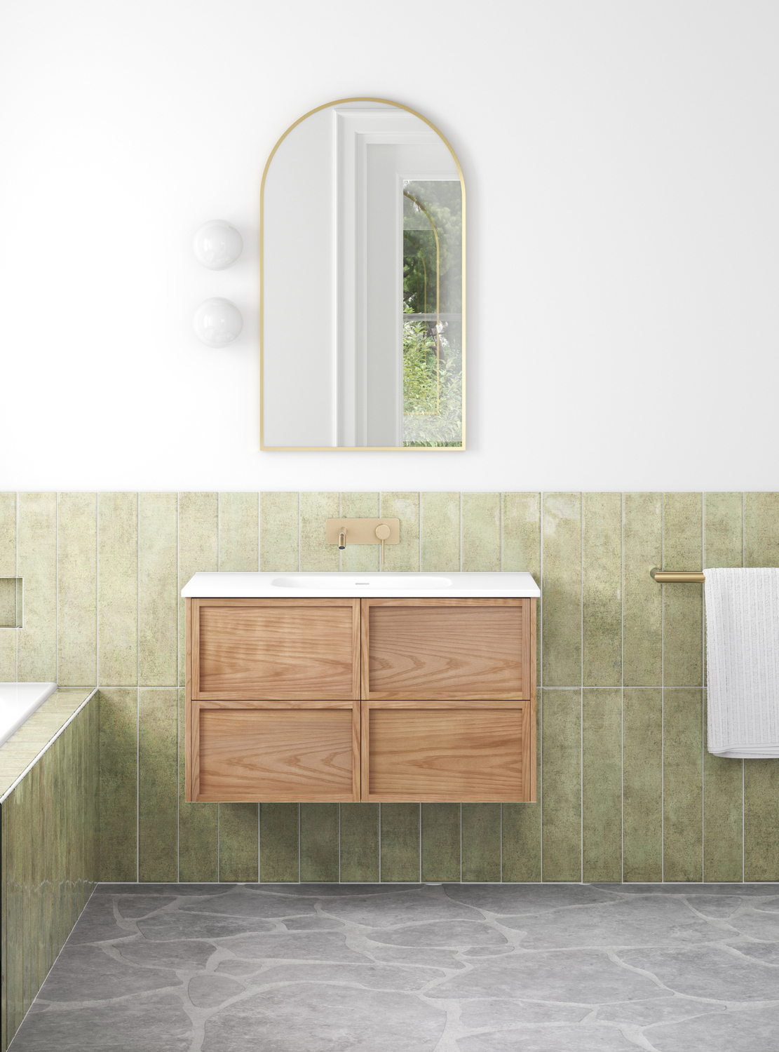 Salem Oval Acrylic Freestanding Bath with Brushed Gold Wall Mixer Set