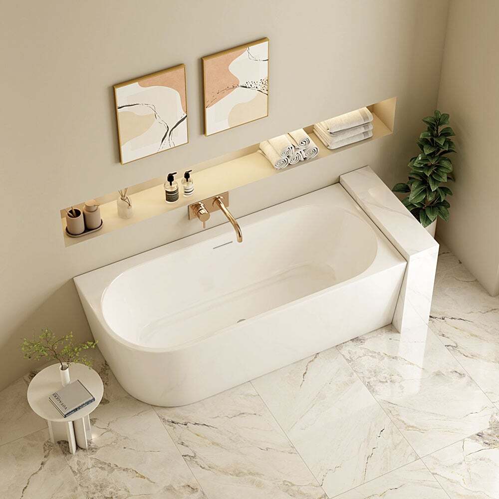 Costa Oval Acrylic Corner Bath with Spout & Wall Mixer Package