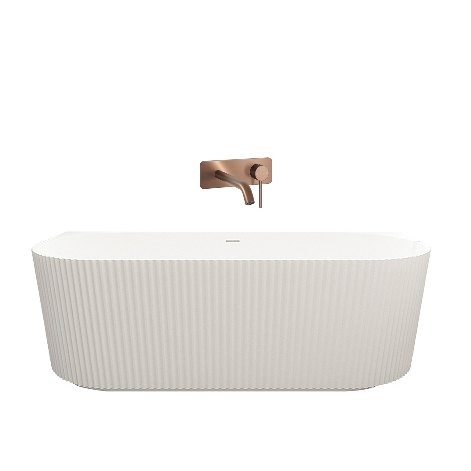 Salem Oval Acrylic Back to Wall Bath with Bronze Wall Mixer Set