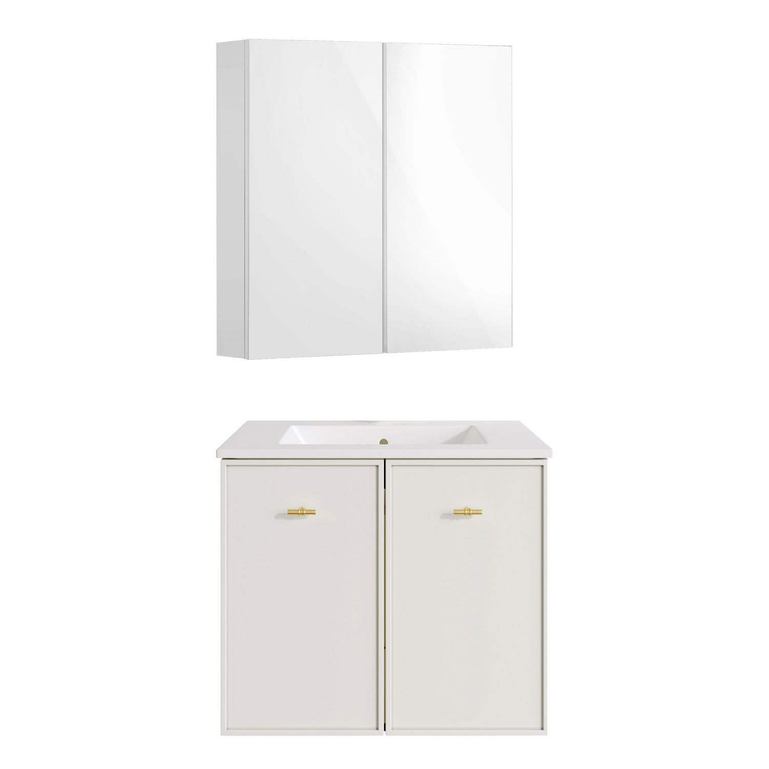 Nohoana 600mm Matte White Wall Hung Vanity & Mirror Cabinet Package