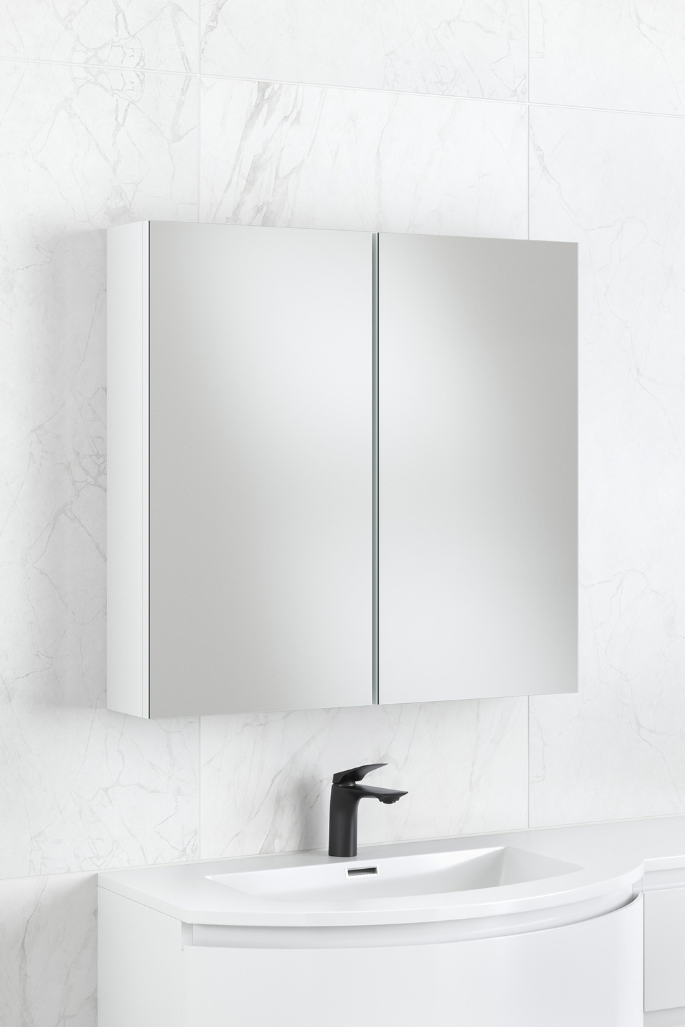 Nohoana 600mm Matte White Wall Hung Vanity & Mirror Cabinet Package