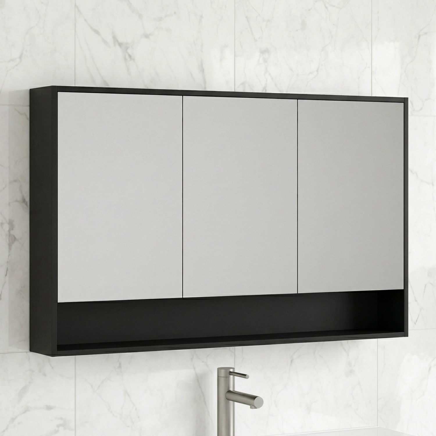 Laulea 1200mm Mirrored Shaving Cabinet with Open Shelf