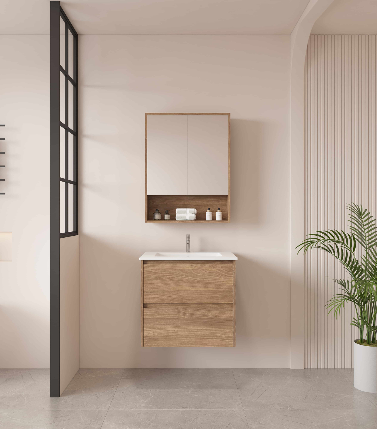 Horizon 600mm Medium Oak Wall Hung Vanity