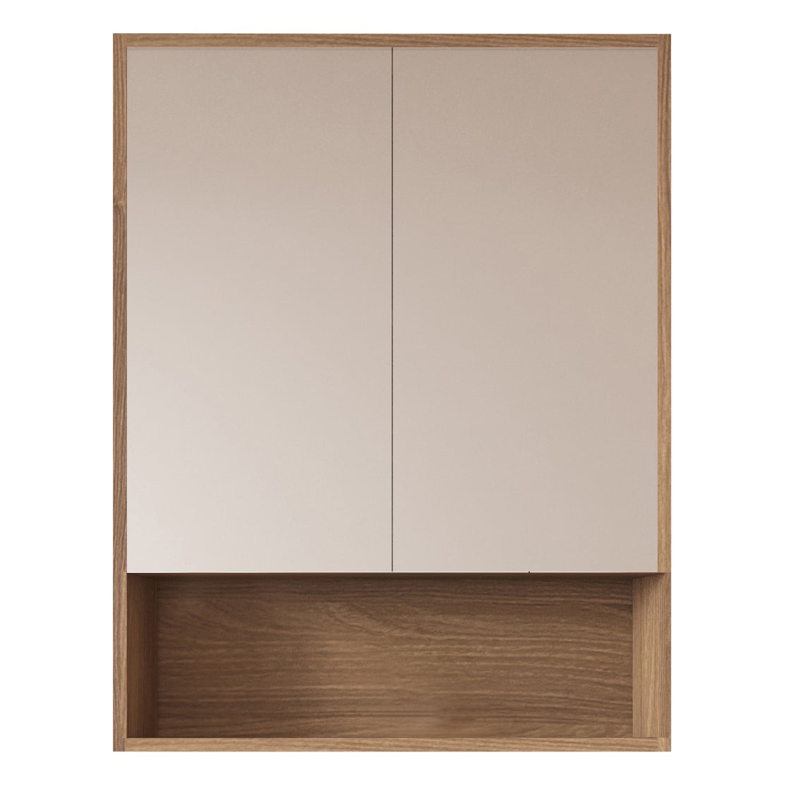Horizon 600mm Medium Oak Mirrored Shaving Cabinet with Open Shelf