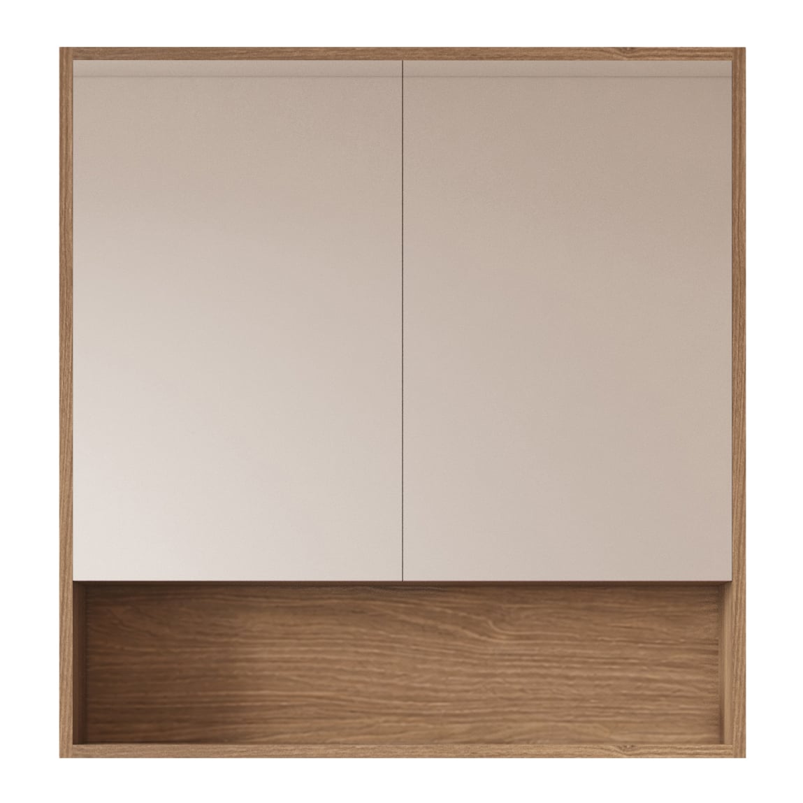 Horizon 750mm Medium Oak Mirrored Shaving Cabinet with Open Shelf
