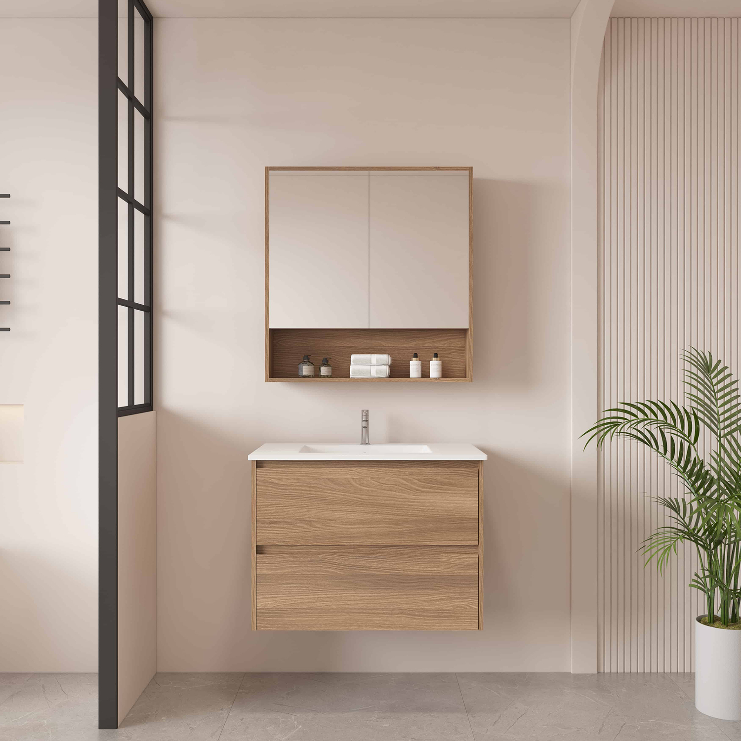 Horizon 750mm Medium Oak Wall Hung Vanity