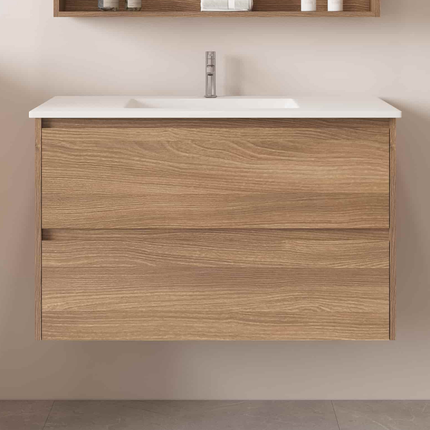 Horizon 900mm Medium Oak Wall Hung Vanity