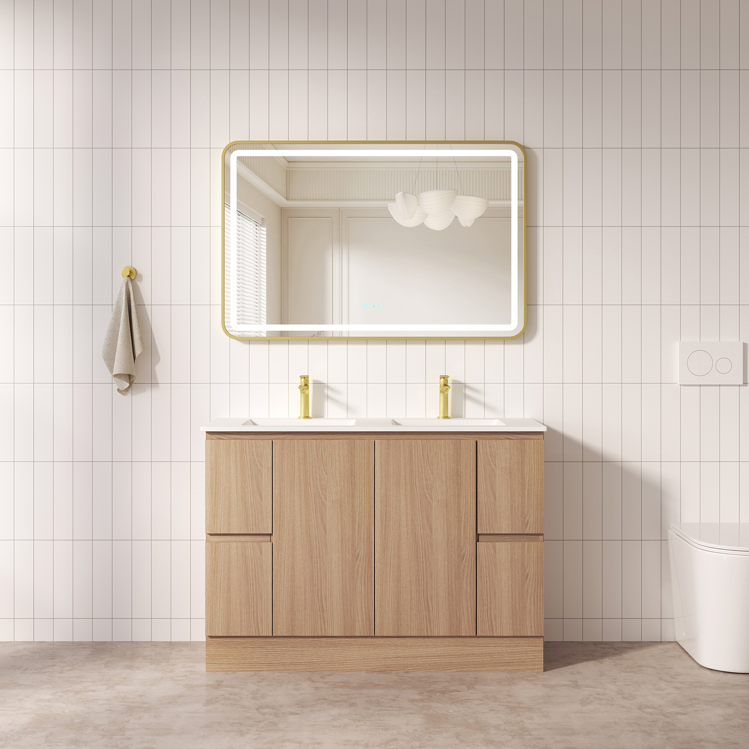 Byron 1200mm Light Oak Freestanding Double Vanity