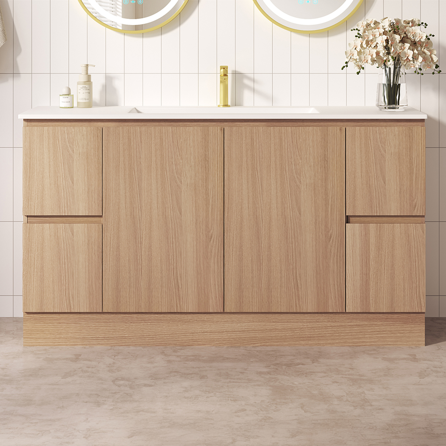 Byron 1500mm Light Oak Freestanding Vanity