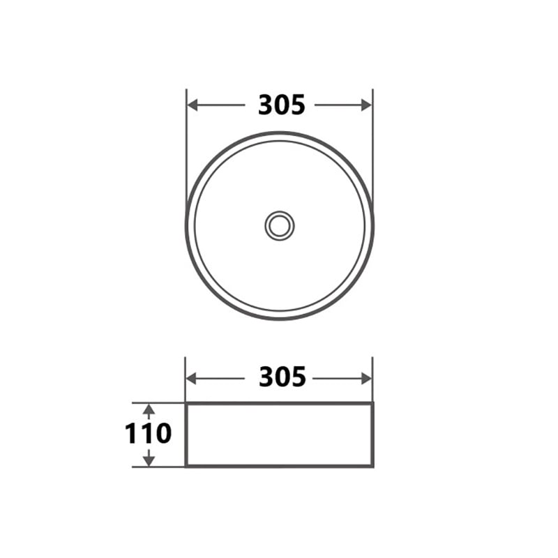 Sorrento 305mm Matte Black Above Counter Basin