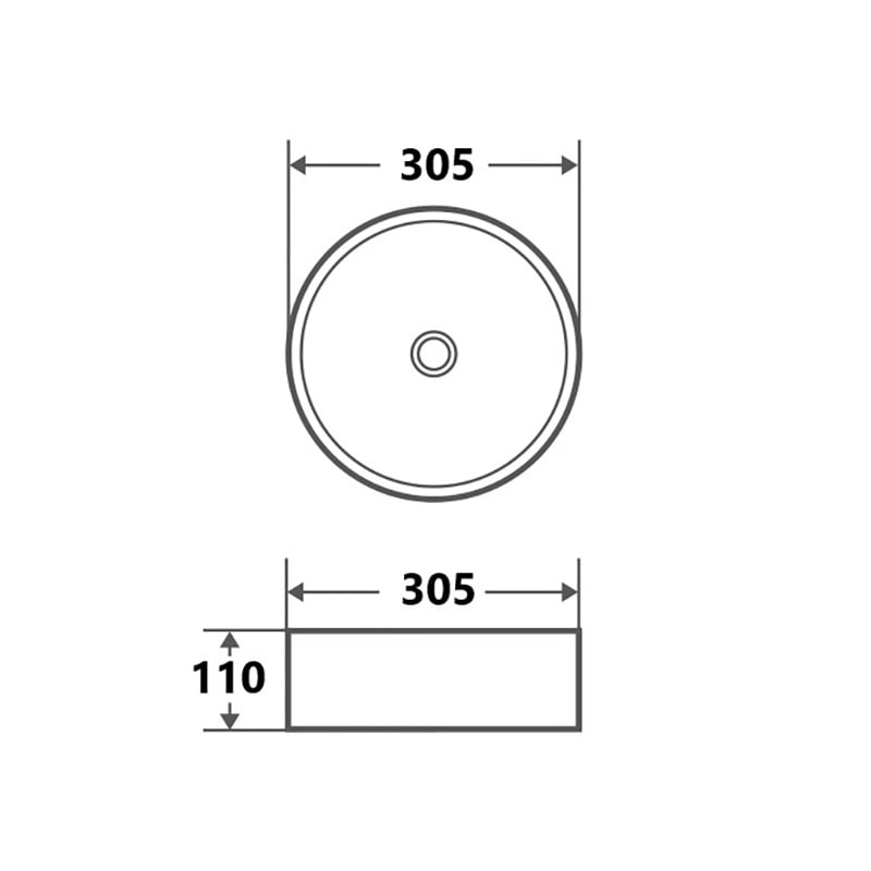 Vortex 305mm Gloss White Above Counter Basin