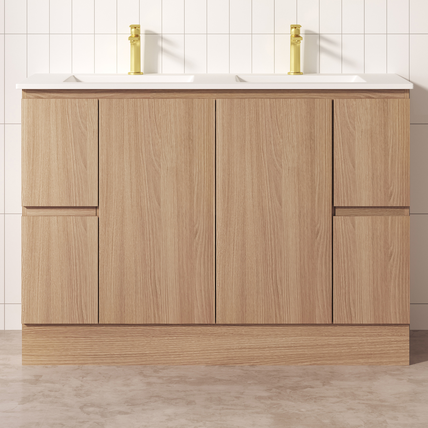 Byron 1200mm Light Oak Freestanding Double Vanity