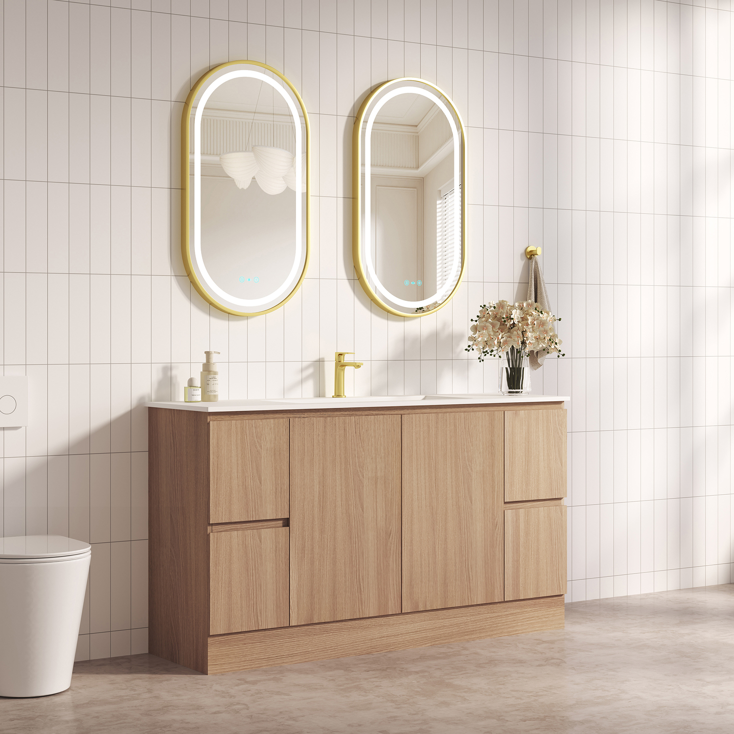 Byron 1500mm Light Oak Freestanding Vanity