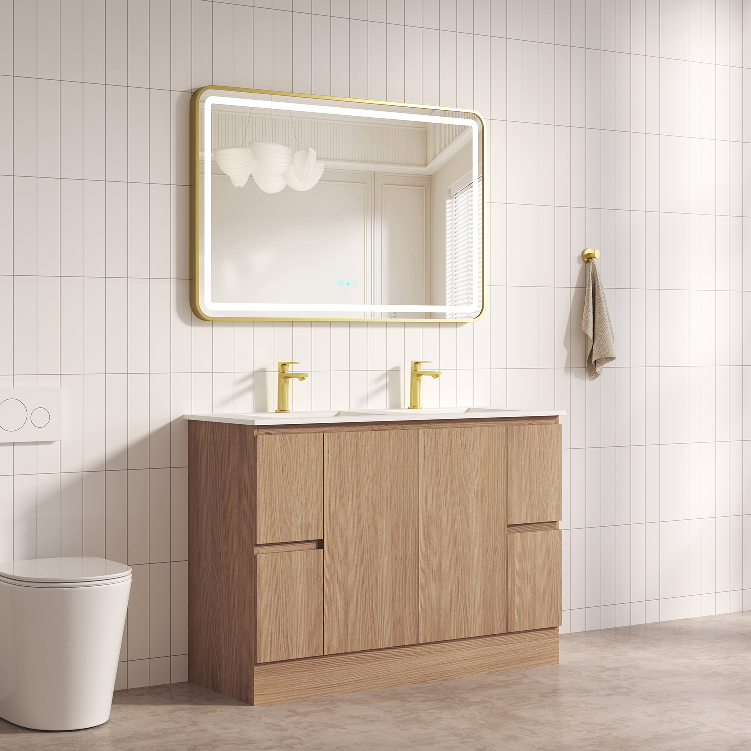 Byron 1200mm Light Oak Freestanding Double Vanity