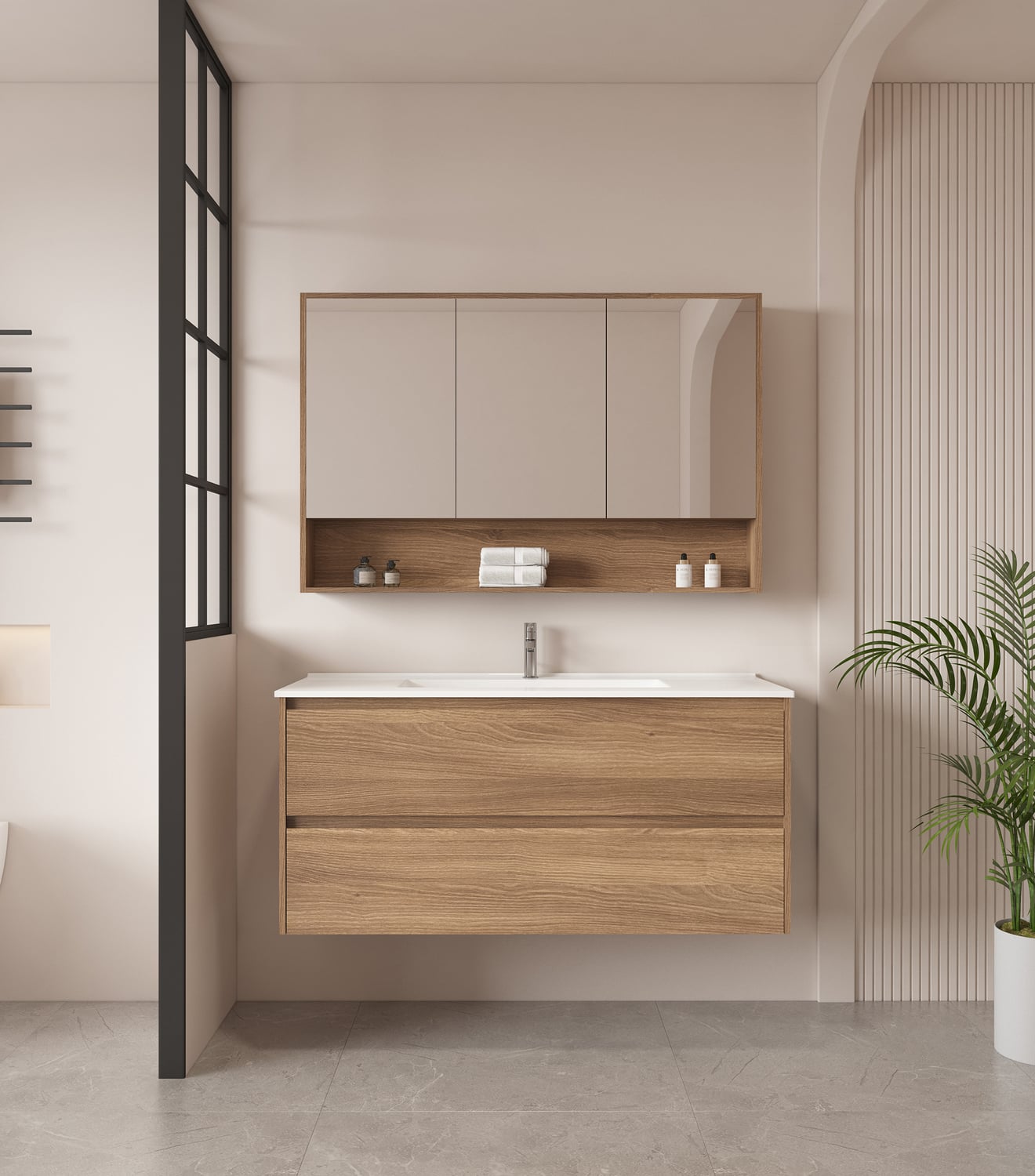Horizon 1200mm Medium Oak Wall Hung Vanity